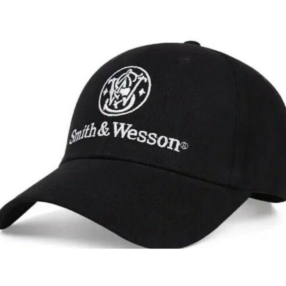 NEW / Smith & Wesson Embroidered Adjustable Baseball Cap Hat Black *Please Read